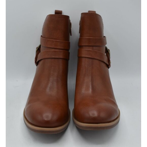 Korks by Kork Ease Womens Size 7 Heidi Block Heel Dark Tan PU Zip Booties Boots - Picture 2 of 10